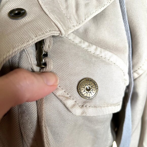 Marrakech Beige Faux Fur Lined Hood Jacket Size XS Brown Utility Cargo Packable - Picture 13 of 16